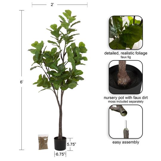 Kate and Laurel Fidmont 6ft. Green Faux Fiddle Fig Tree